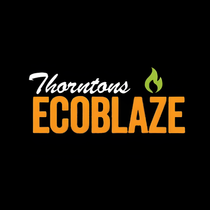 Thorntons EcoBlaze logo with 'Thorntons' in white and 'EcoBlaze' in orange on a black background.